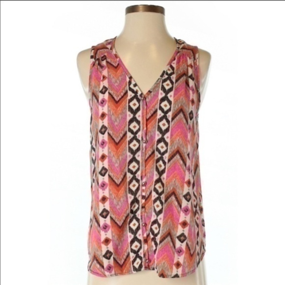 Francesca’s Bright Pattern Sleeveless Top